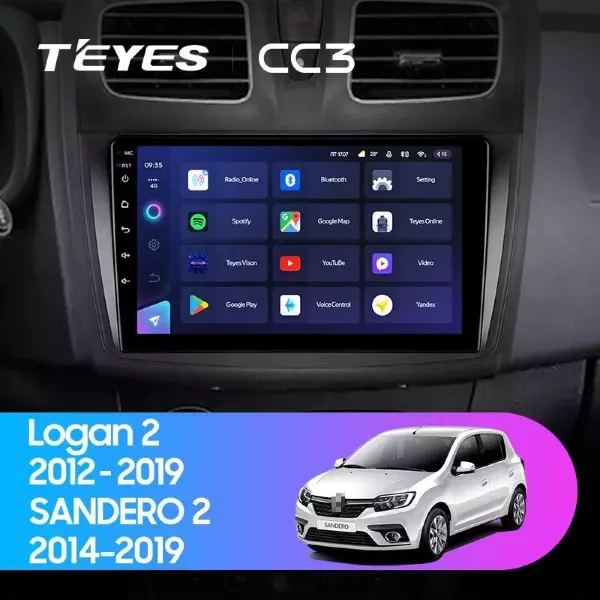 Штатная магнитола Teyes CC3 4/32 Renault Logan 2 (2012-2022) F1