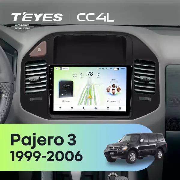 Штатная магнитола Teyes CC4L 6/64 Mitsubishi Pajero 3 (1999-2006) (черная)