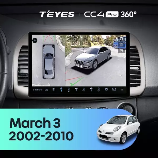 Штатная магнитола Teyes CC4 Pro 360 12/256 Nissan March 3 K12 (2002-2010) (11")