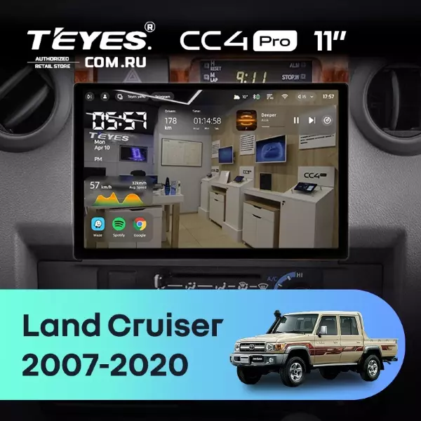 Штатная магнитола Teyes CC4 Pro 8/128 Toyota Land Cruiser 70 Series LC 79 (2007-2020) (11") (Дерево)