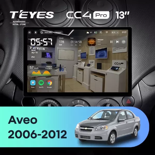Штатная магнитола Teyes CC4 Pro 8/128 Chevrolet Aveo T250 (2006-2012) (13")