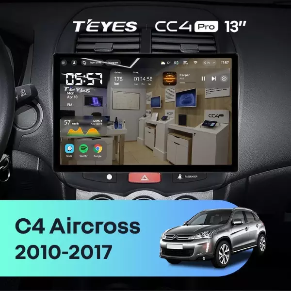 Штатная магнитола Teyes CC4 Pro 8/128 Citroen C4 Aircross (2010-2017) Тип-A (13")