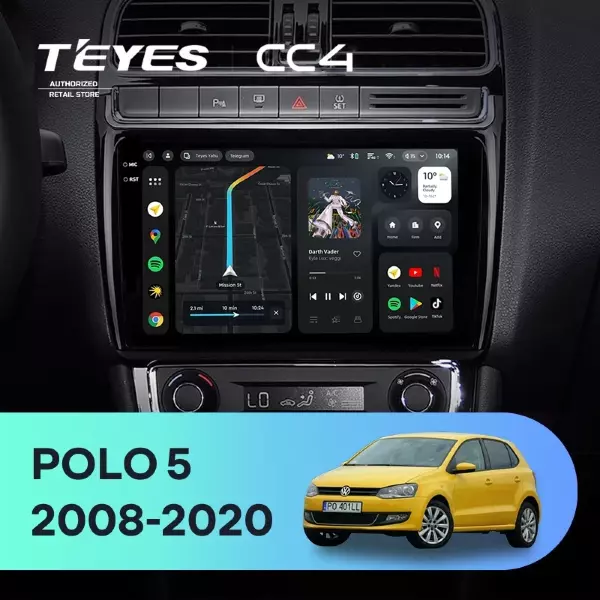 Штатная магнитола Teyes CC4 6/64 Volkswagen Polo 5 (2008-2020) F1