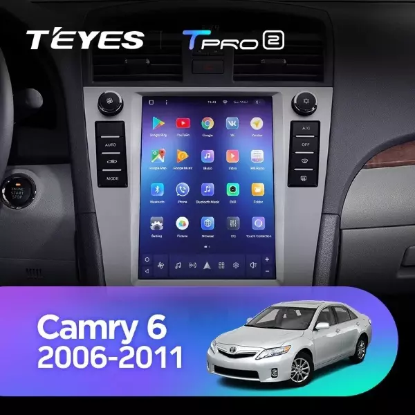 Штатная магнитола Tesla style Teyes TPRO 2 4/32 Toyota Camry 6 XV 40 (2006-2011) F1