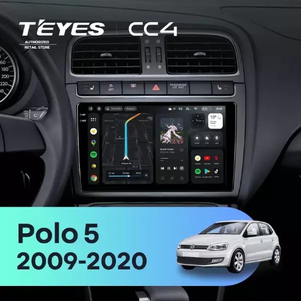 Штатная магнитола Teyes CC4 8/128 Volkswagen Polo 5 (2009-2020) (матовая)