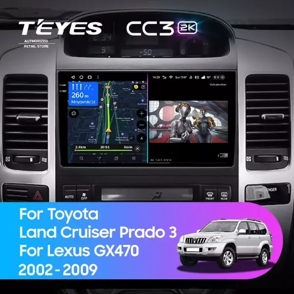 Штатная магнитола Teyes CC3 2K 4/32 Lexus GX470 (2002-2009) F1 Тип-B