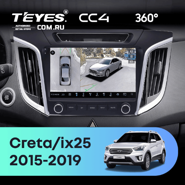 Штатная магнитола Teyes CC4 360 6/64 Hyundai Creta 1 (2015-2019) с кнопками