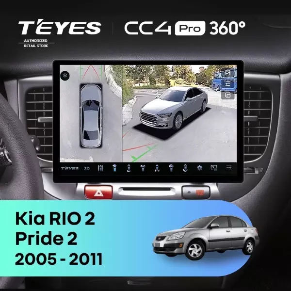 Штатная магнитола Teyes CC4 Pro 360 12/256 Kia Rio 2 (2005-2011) F2 (11")