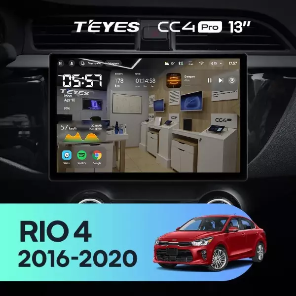 Штатная магнитола Teyes CC4 Pro 12/256 Kia Rio 4 (2016-2020) Тип-B (13")