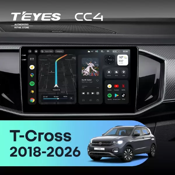 Штатная магнитола Teyes CC4 8/128 Volkswagen T-Cross (2018-2026) China