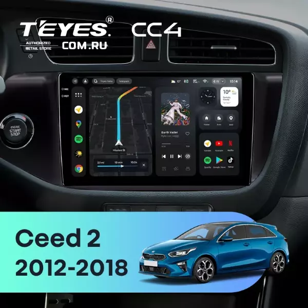 Штатная магнитола Teyes CC4 8/128 Kia Ceed 2 JD (2012-2018) (матовая)