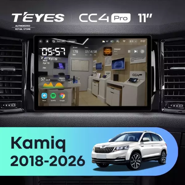 Штатная магнитола Teyes CC4 Pro 8/128 Skoda Kamiq (2018-2026) China Тип-B (11")