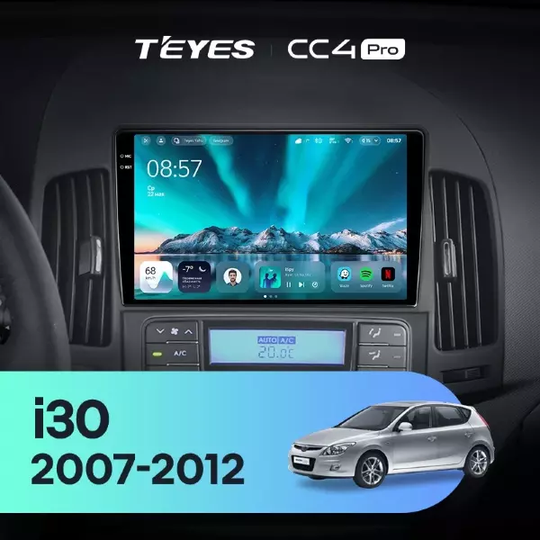 Штатная магнитола Teyes CC4 Pro 8/128 Hyundai i30 1 FD (2007-2012) F1
