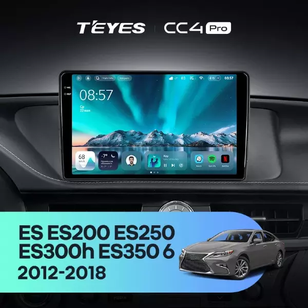 Штатная магнитола Teyes CC4 Pro 8/128 Lexus ES ES200 ES250 ES300h ES350 XV60 VI (2012-2018) Тип-A