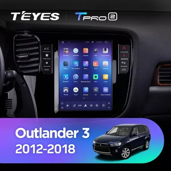 Штатная магнитола Tesla style Teyes TPRO 2 6/128 Mitsubishi Outlander 3 GF0W GG0W (2012-2018)