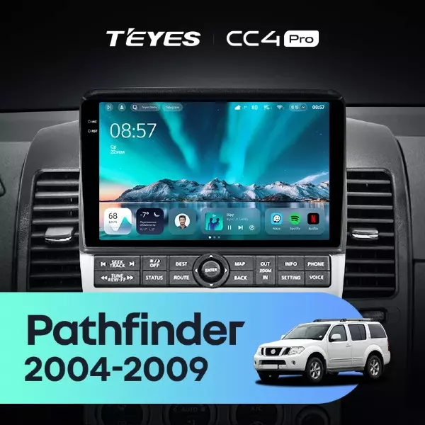 Штатная магнитола Teyes CC4 Pro 8/128 Nissan Pathfinder R51 (2004-2009) F2