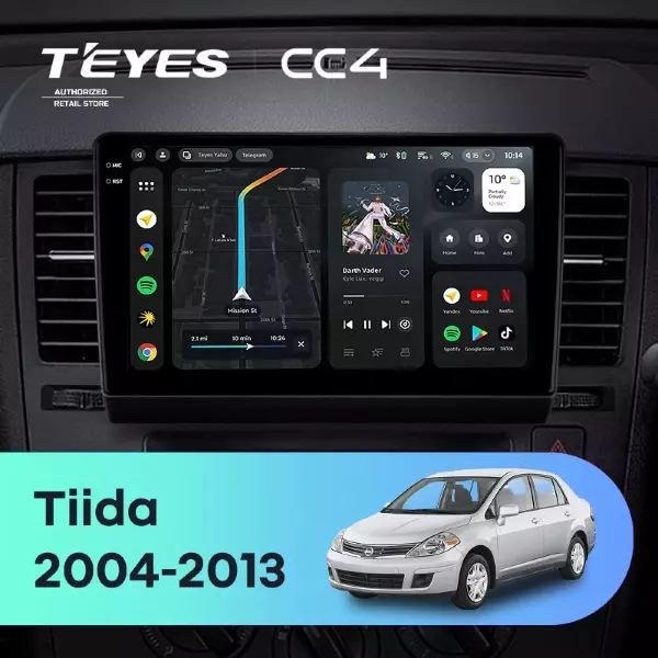 Штатная магнитола Teyes CC4 8/128 Nissan Tiida C11 (2004-2013) F2