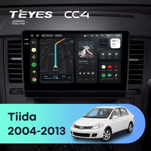 Штатная магнитола Teyes CC4 8/128 Nissan Tiida C11 (2004-2013) F1
