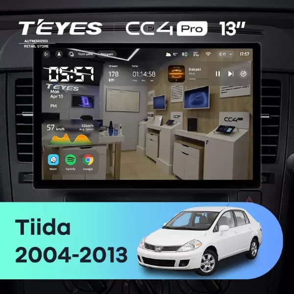 Штатная магнитола Teyes CC4 Pro 12/256 Nissan Tiida C11 (2004-2013) F1 (13")
