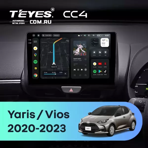 Штатная магнитола Teyes CC4 8/128 Toyota Yaris (2020-2023) Правый руль