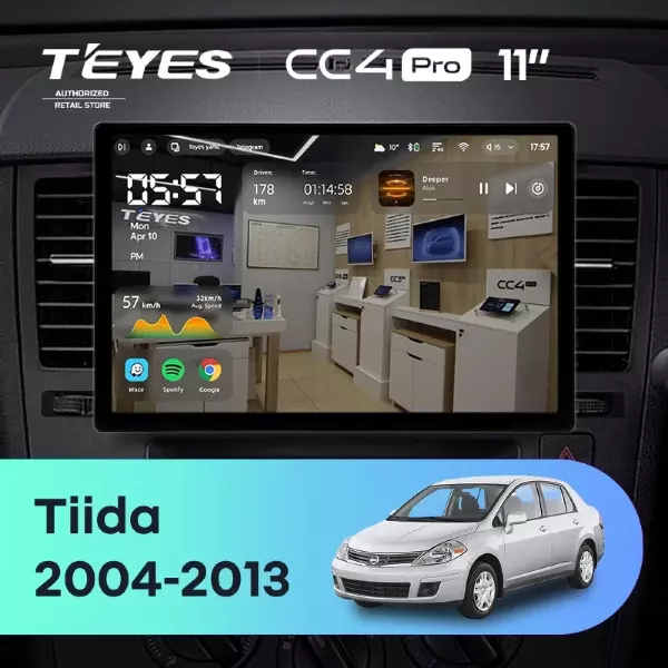 Штатная магнитола Teyes CC4 Pro 12/256 Nissan Tiida C11 (2004-2013) F2 (11")