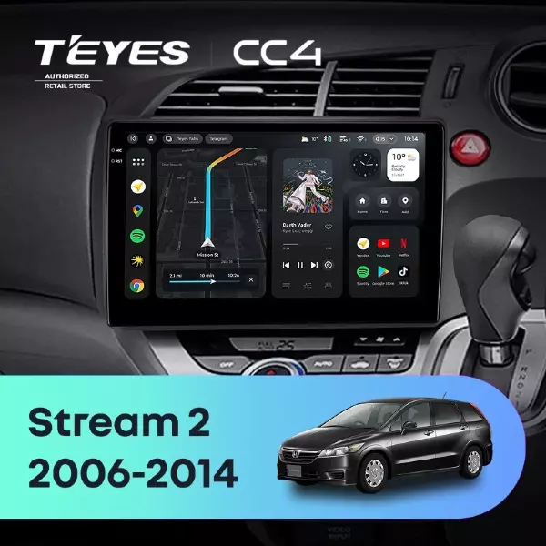 Штатная магнитола Teyes CC4 8/128 Honda Stream 2 (2006-2014) правый руль