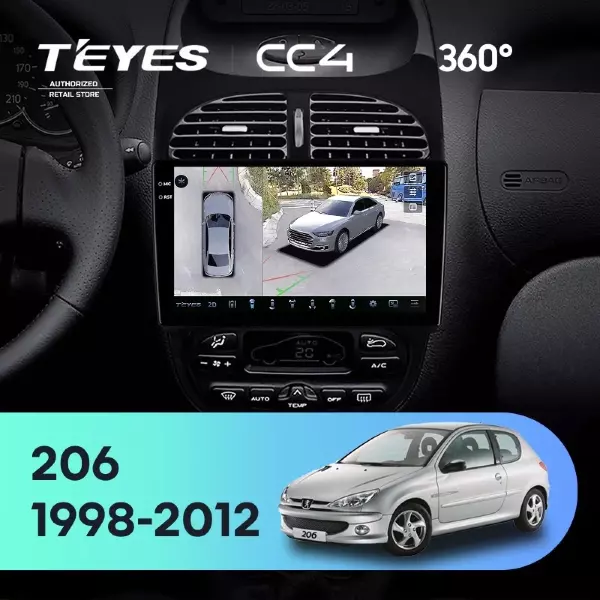 Штатная магнитола Teyes CC4 360 6/64 Peugeot 206 (1998-2012) F1