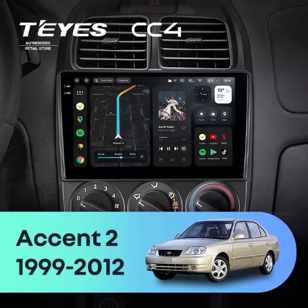 Штатная магнитола Teyes CC4 6/64 Hyundai Accent II LC2 (1999-2012) F1