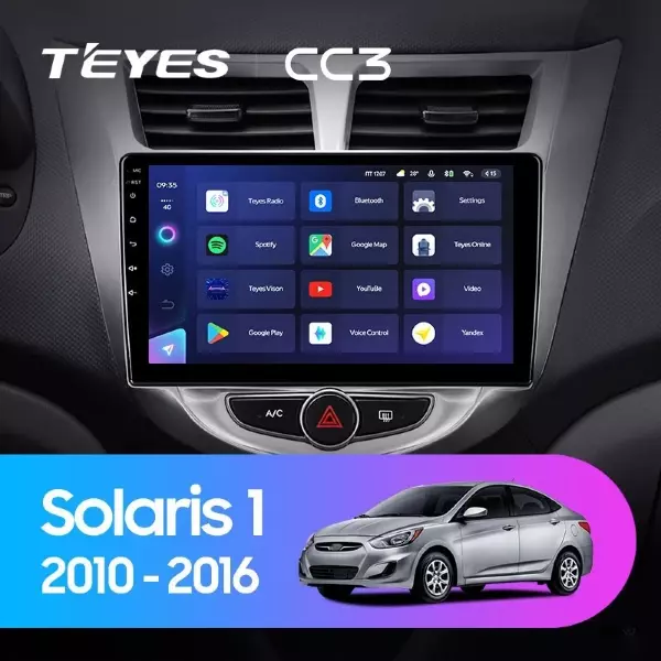 Штатная магнитола Teyes CC3 6/128 Hyundai Solaris 1 (2010-2016) F1