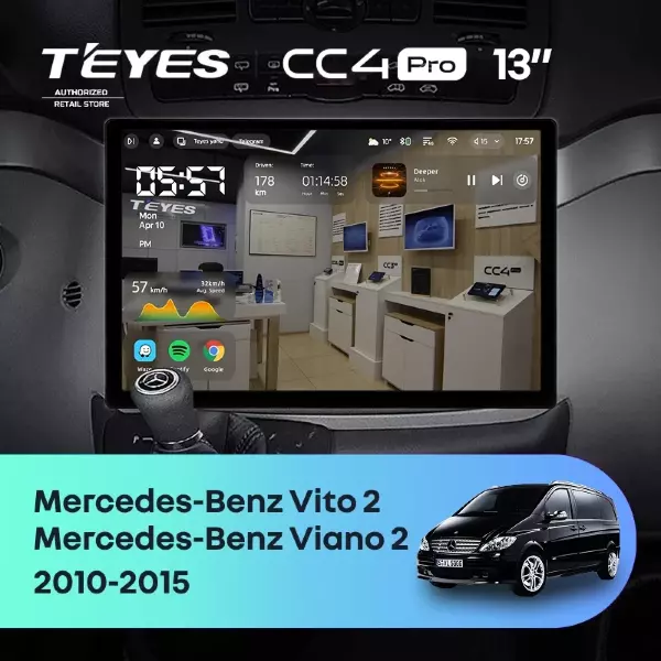 Штатная магнитола Teyes CC4 Pro 12/256 Mercedes-Benz Vito W639 (2010-2015) (13")