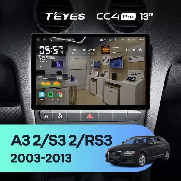 Штатная магнитола Teyes CC4 Pro 12/256 Audi A3 2 8P (2003-2013) (13")