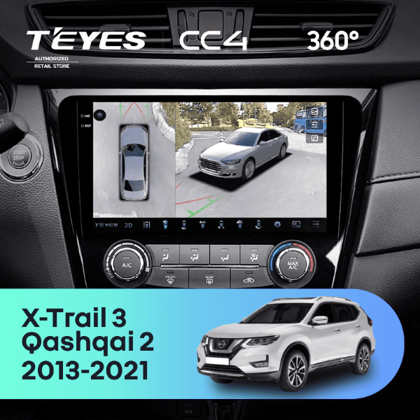 Штатная магнитола Teyes CC4 360 6/64 Nissan X-Trail 3 T32 (2013-2021) F2 климат контроль Тип-AB