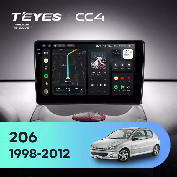 Штатная магнитола Teyes CC4 8/128 Peugeot 206 T13 T16 T12 (1998-2012) F2