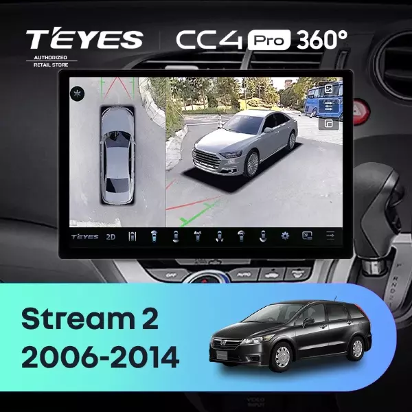 Штатная магнитола Teyes CC4 Pro 360 12/256 Honda Stream 2 (2006-2014) Правый руль (13")