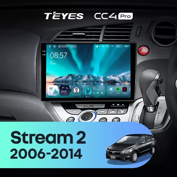 Штатная магнитола Teyes CC4 Pro 8/128 Honda Stream 2 (2006-2014) Правый руль