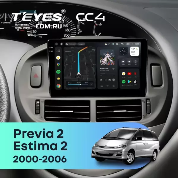 Штатная магнитола Teyes CC4 8/128 Toyota Estima 2 (2000-2006)