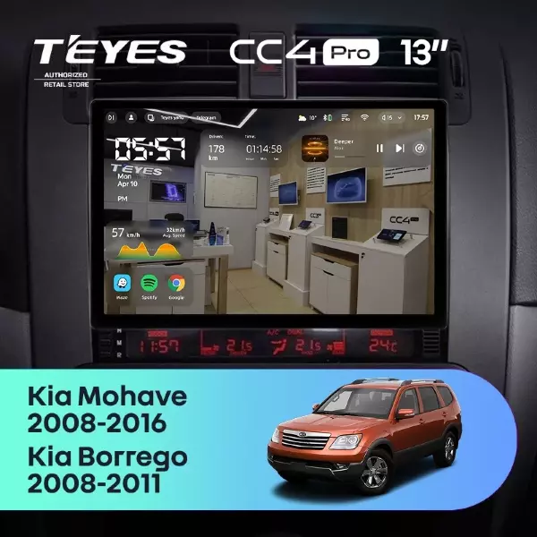 Штатная магнитола Teyes CC4 Pro 12/256 Kia Mohave (2008-2016) (13")