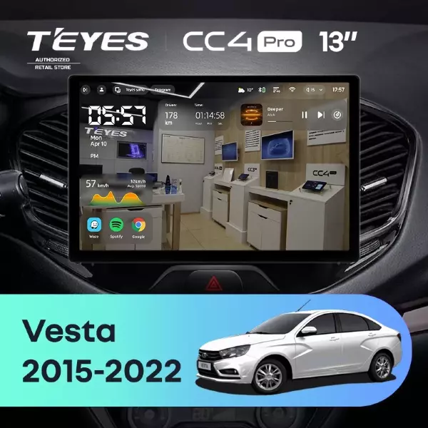 Штатная магнитола Teyes CC4 Pro 12/256 Lada Vesta Cross Sport (2015-2022) F1 (13")