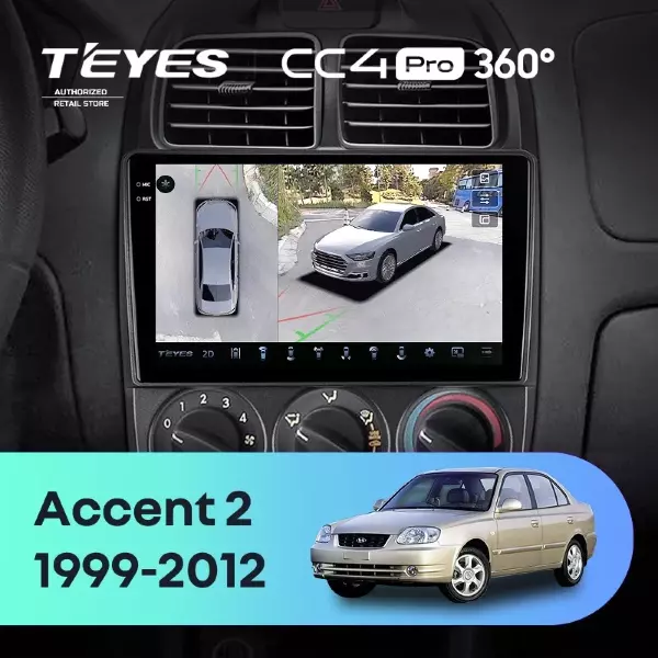 Штатная магнитола Teyes CC4 Pro 360 8/128 Hyundai Accent II LC2 (1999-2012) F1