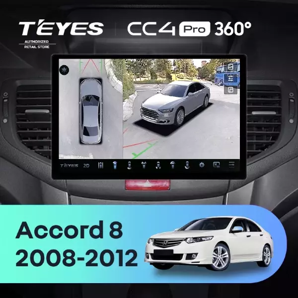 Штатная магнитола Teyes CC4 Pro 360 8/128 Honda Accord 8 (2008-2012) (13")