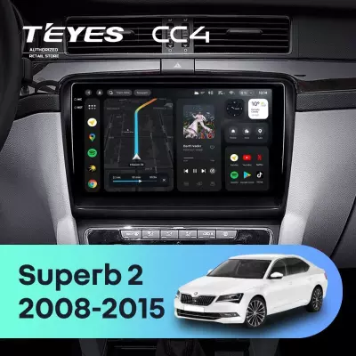 Штатная магнитола Teyes CC4 8/128 Skoda Superb 2 B6 (2008-2015) (10 inch Universal)