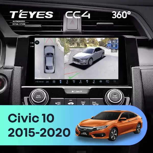 Штатная магнитола Teyes CC4 360 6/64 Honda Civic 10 FC FK (2015-2020)
