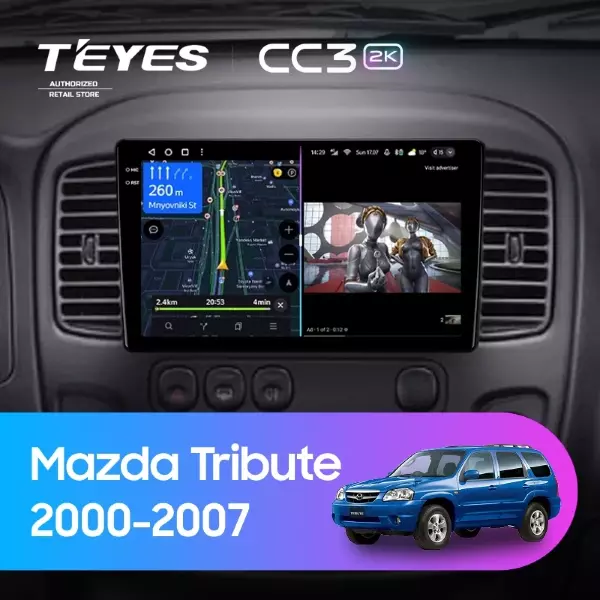 Штатная магнитола Teyes CC3 2K 360 6/128 Mazda Tribute (2000-2007)