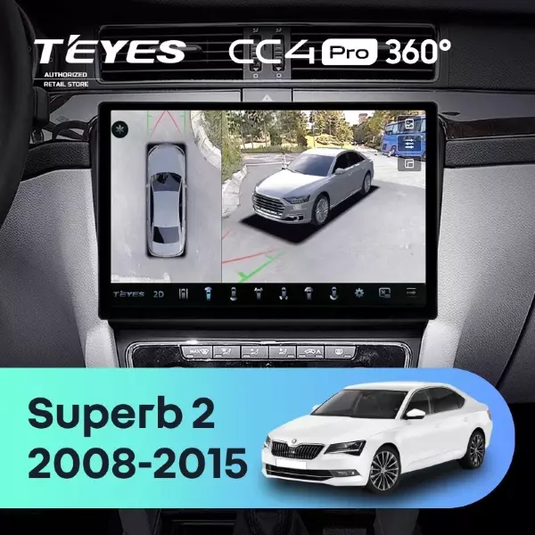Штатная магнитола Teyes CC4 Pro 360 8/128 Skoda Superb 2 B6 (2008-2015) (11")