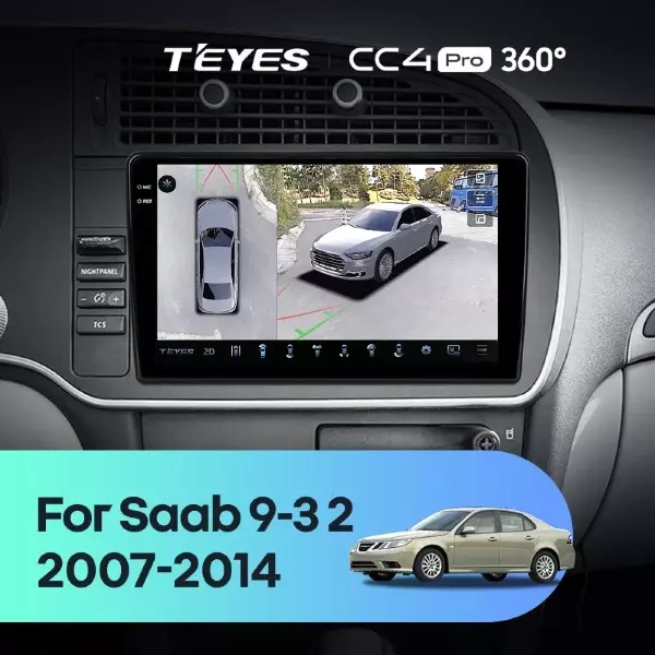 Штатная магнитола Teyes CC4 Pro 360 12/256 Saab 9-3 2 (2007-2014)