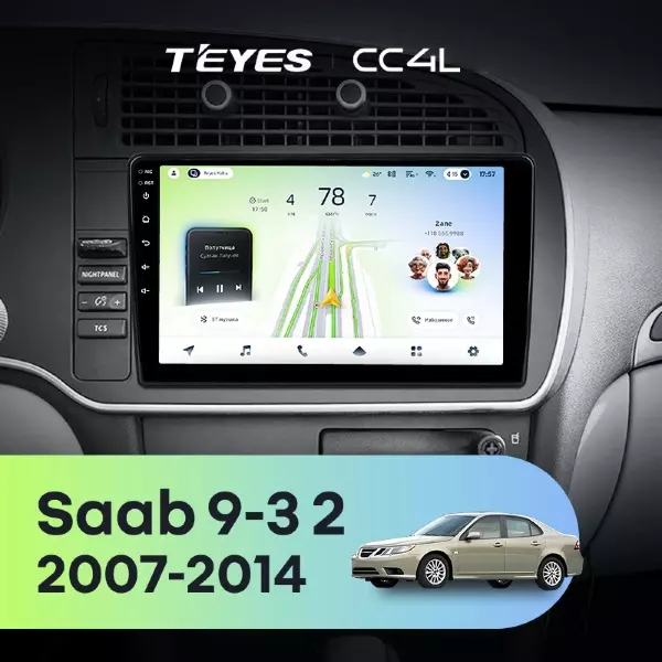 Штатная магнитола Teyes CC4L 6/64 Saab 9-3 2 (2007-2014)